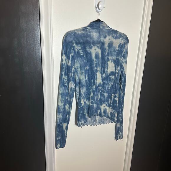 Free People Movement Blue Printed High Jump Long Sleeve Top Baselayer Size Large - Picture 11 of 14